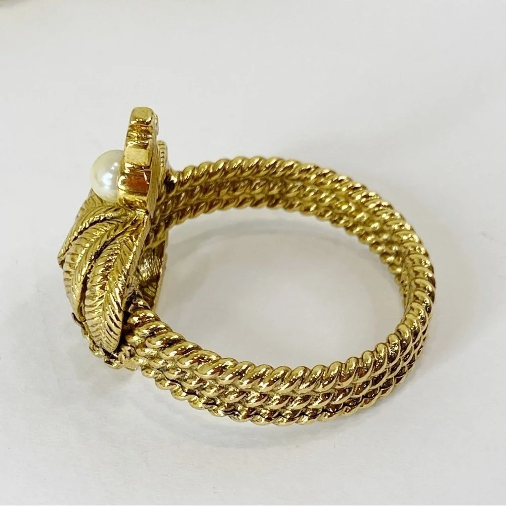 RJ Graziano Gold Crown Pearl Embellished Napkin Rings Set Of 4